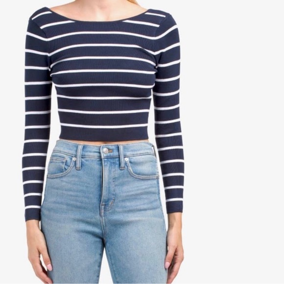 NWOT Zara Navy blue and white knit tank top - Picture 2 of 7